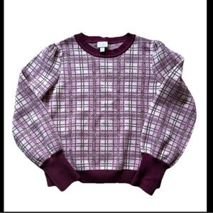 Lularoe Piper Balloon Sleeve Plaid Sweater Size Medium